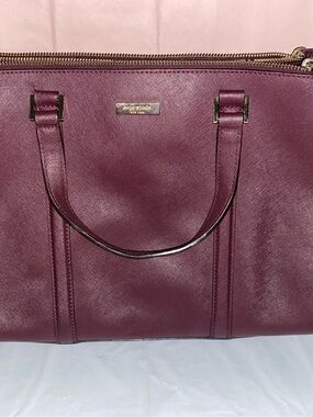 kate spade Plum Saffiano Leather Satchel with Gold Hardware